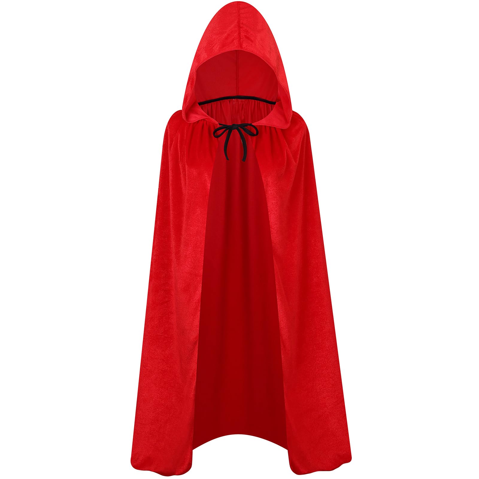 maxToonrain Velvet Hooded Cape for Kids, Unisex Cloak with Hood for Halloween Christmas Boy&Girls Fancy Dress Costume (100cm, Red)