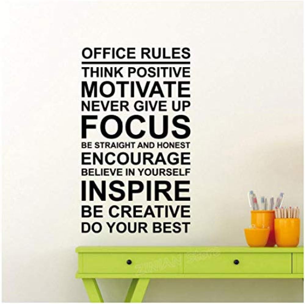 Wall Sticker Office Rule Poster Wall Decal Work Motivation Quote Sign Think Positive Vinyl Sticker Art Deco 42x71cm