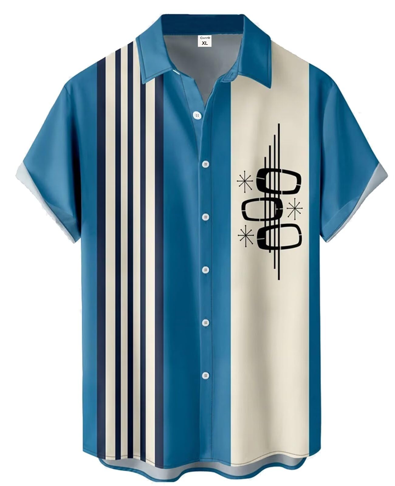 Photo 1 of XL Gwnnb Bowling Shirts for Men Geometric Print Short Sleeve Regular Fit Hawaiian Casual Button Down Beach Shirts