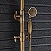 Rozin Bathroom Rainfall Shower Tub Faucet Set 8-inch Top Showerhead + Handheld Spray Antique Brass
