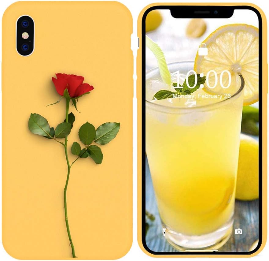 Idocolors iPhone Xs Max Case Yellow Red Rose Floral Soft TPU Cover Girly Flower for Girls & Women Slim Full Body Protective for iPhone Xs Max 6.5 inch (2018)