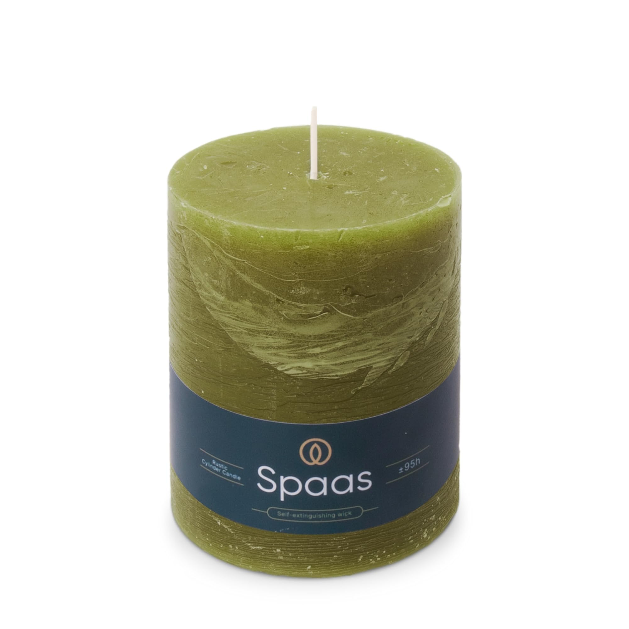 Spaas Rustic Pillar Candle 100/130 mm 95h, Olive Green