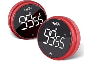 JOYHILL Revolutionary Digital Kitchen Timer: Large LED Display, 3 Volume Levels, Magnetic & Portable - Ideal for Cooking, Teaching, Fitness, & More!(Red, 2 Pack)
