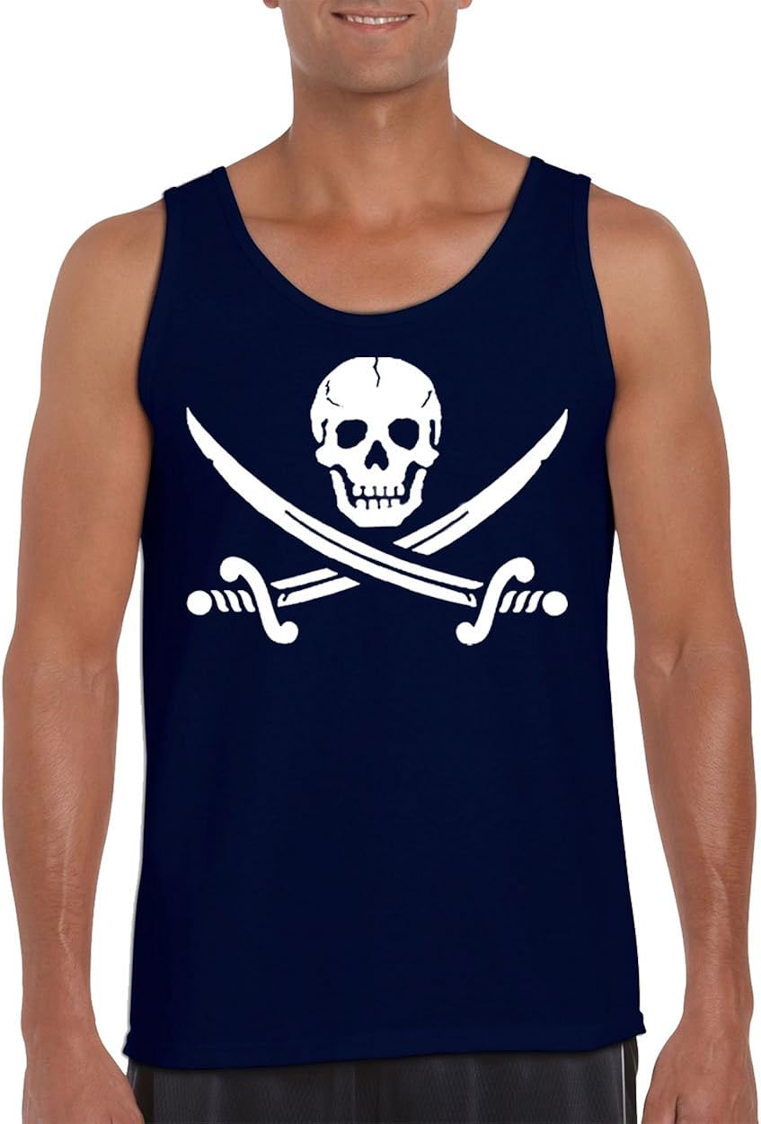Jolly Roger Pirate Flag with Cross Swords Men's Tank Top Shirt for Men
