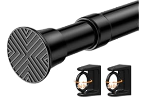 SISELBA Black Spring Tension Curtain Rod 24 to 48 inch,Tension Rod No Drilling,Adjustable Small Tension Rod,Spring Curtain Rod,Short Tension Rod for Window