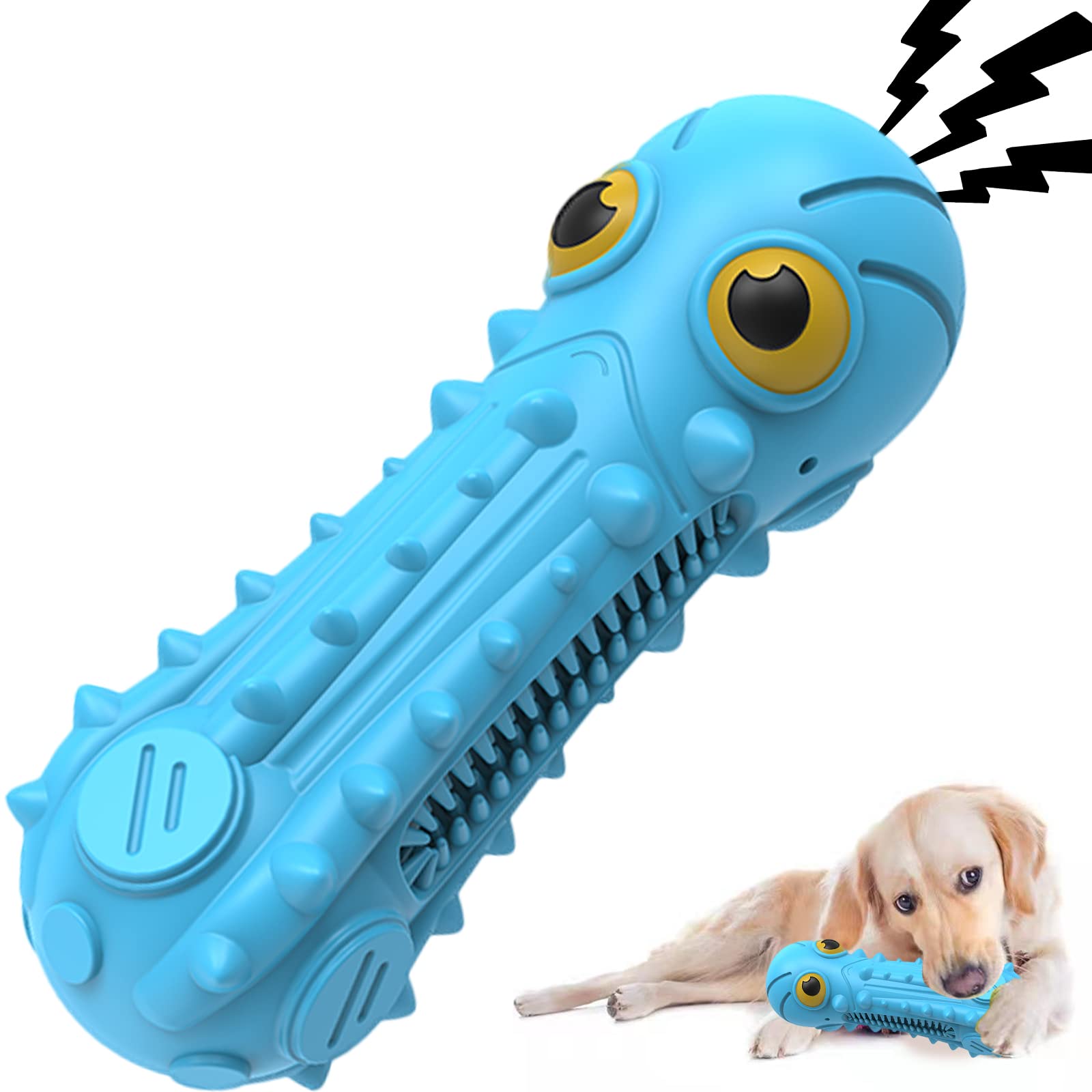 ZIKATON Dog Squeaky Toys for Aggressive Chewers, Durable Dog Chew Toys for Large Medium Breed Dog, Dog Toys, Tough Durable Dogs Toys with Natural Rubber (Bule2, Larege Dogs), Bule Octopus2