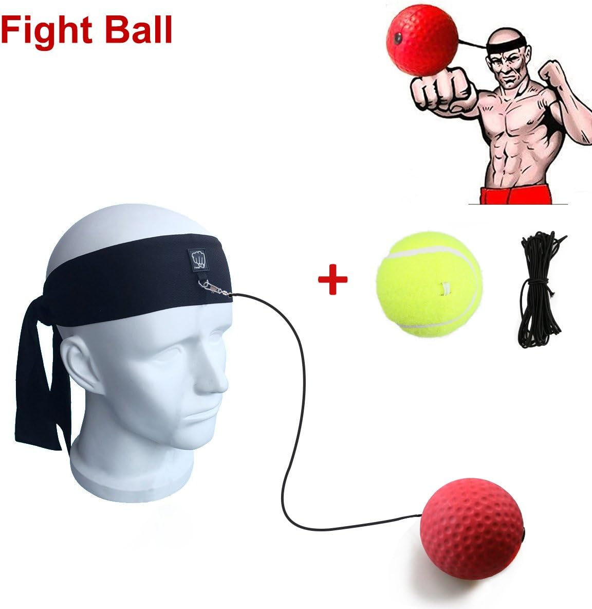 Boxing Reflex Ball Stress Relief Training Fight Ball with Elastic and Headband Focus Ball Improve Reaction and Speed