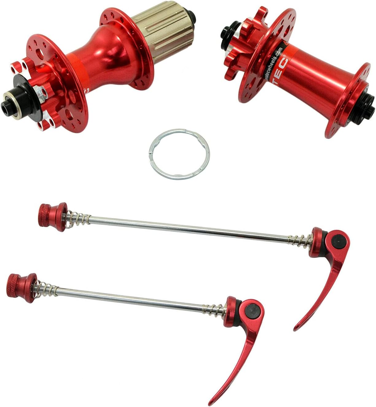 JOY INDUSTRIAL NOVATEC D791SB + D792SB MTB 28 Hole Disc Hubs w/Skewers,1 Pair, Red, NA2355