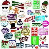 Deluxe Christmas & Holiday Photo Booth Prop set. 50 Large Props. Party Supplies by Photo Party Props