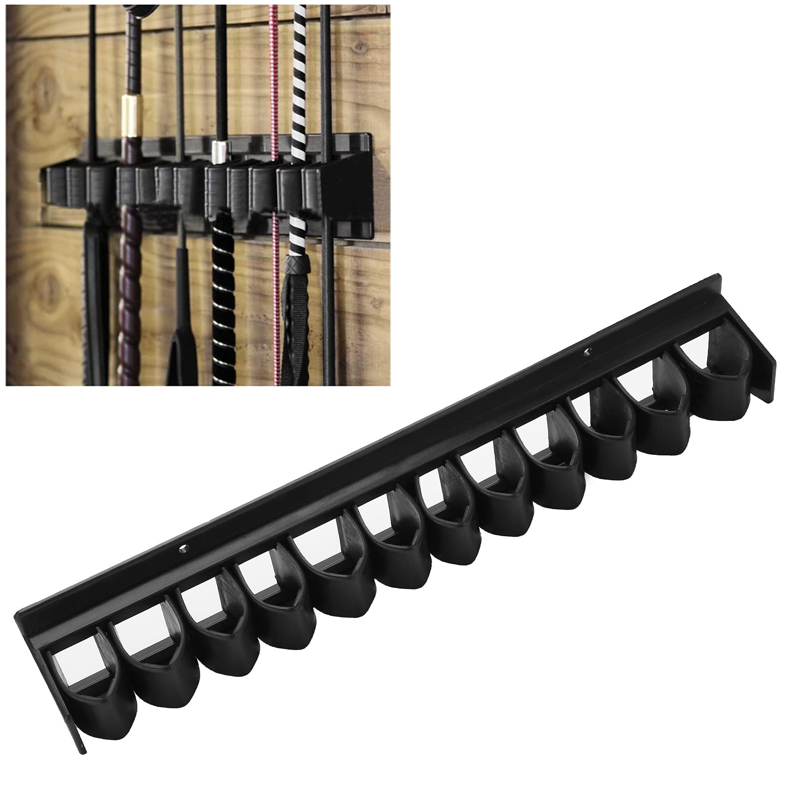Whip Rack Holder, Plastic Horizontal Wall Mounted Whip Rack Hanger Whip Holder Organizer for Horse Whip Storage