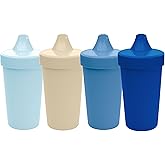 Re-Play Spill-Proof Sippy Cups for Toddlers - Kids Reusable 10 Oz Set of 4, Dishwasher & Microwave Safe, Made in USA, Cool Blues