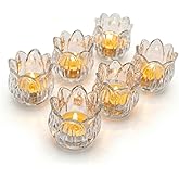 VIVAHEARTH Tulip Votive Candle Holders Set of 6, Glass, Clear | Tea Light Candle Holder, Table Centerpiece, Crystal Tealight Holders, Wedding, Birthday, Anniversary &amp; Home Decor