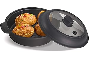 Microwave Grill Pan, Fry Griddle Crisper Pan with Lid for Grilling Browning and Crisping Foods Microwave Silicone Cookware fo