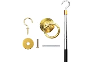 Attic Ladder Pull System Cord Kit - Canlaten·U Attic Pull Down System Hook Parts Replacement for Cord Ropes with 60 Inch Extension Pole and Copper Storage Hook Handle Parts Tool