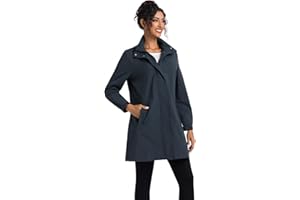 Women's Waterproof Rain Jacket Long Raincoat with Detachable Hood Lightweight Trench Coat Spring Manteau Femme