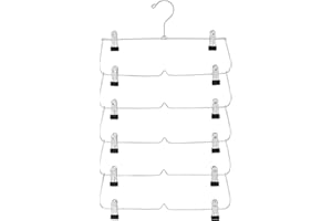 USTECH 3 Pack - 6 Tier Skirt Hangers, Closet Space Saver with Clips for Pants, Shorts, Skirts, Leggings