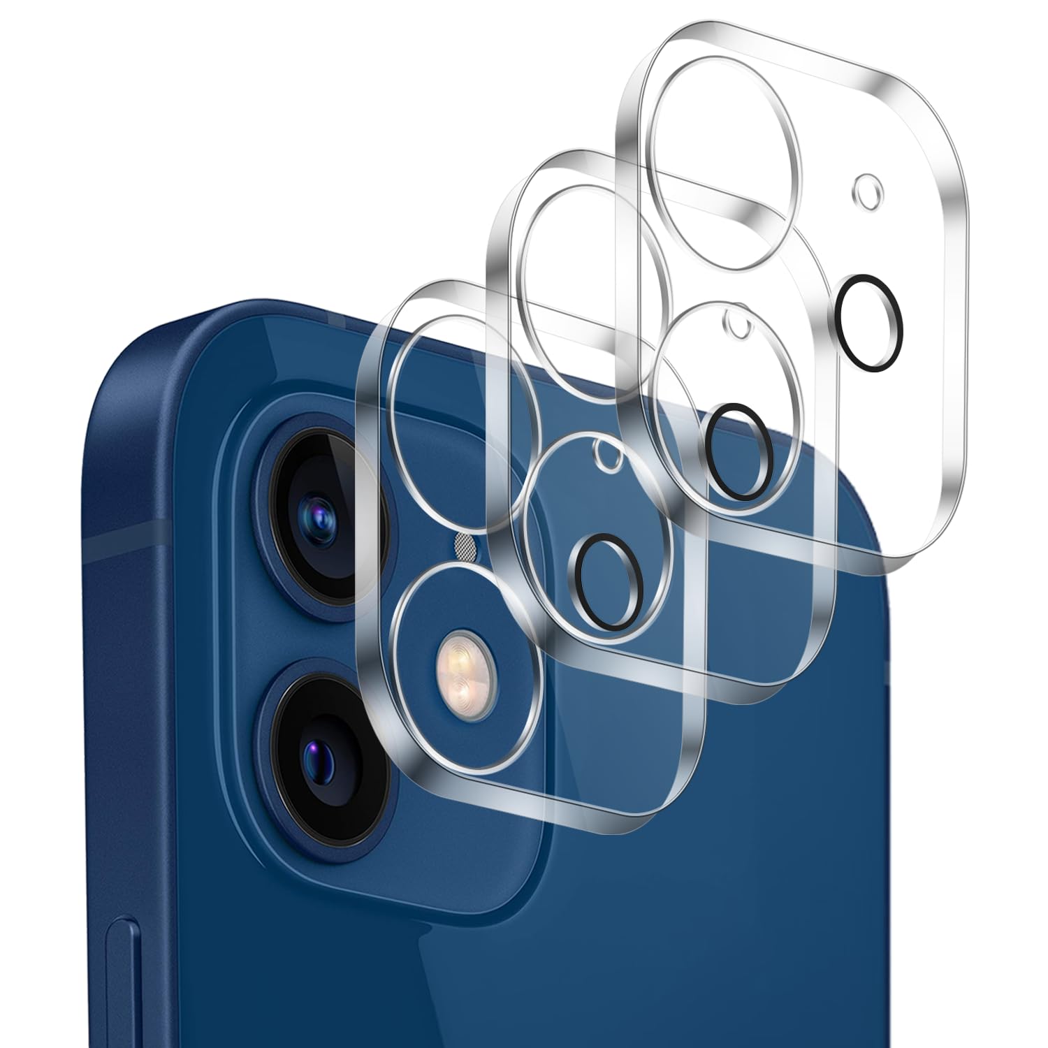 Vsjnk Protective Rear Camera Lens for iPhone 12.3 Pieces Tempered Glass Film, 9H Hardness, Anti-scratch, Compatible with iPhone 12