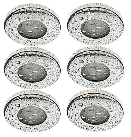 Trango 6er Set IP44 LED Einbauleuchten Einbaustrahler TG6729IP-068-6W CHROM Bad / Dusche / Sauna inkl. 6x LED Leuchtmittel 30