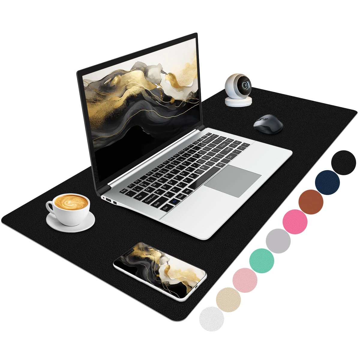 Niviy Desk Mat Large, PU Leather Black Desk Pad PC Gaming Accessories Mousemat, Keyboard Desk Mat for Computer Gamer (80cm x 40cm)