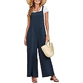 Dokotoo Womens Casual Jumpsuits Front Pocket Loose Elasticity Straps Overalls One Piece Sleeveless Wide Leg Pant Romper