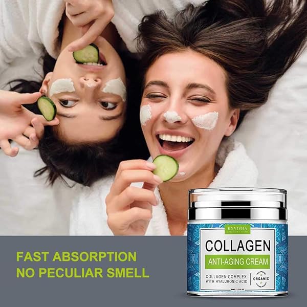 ENVISHA COLLAGEN HYALURONIC ACID ANTI-WRINKLE CREAM, MAINTAIN SMOOTH & DELICATE SKIN, REDUCE FINE LINES AND WRINKLES, ANTI-AGING DAY AND NIGHT CREAM-1.7 FLOZ