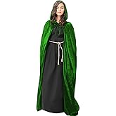 candyfouse Halloween Full-Length Hooded Velvet Cloak Cape, Adult Vampire Witch Wizard Costume for Party Cosplay
