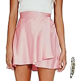 Yazinie Women's Adjustable Wrap Around Tie Belt Skirt Silky Satin Mini Skirt Summer Skirts