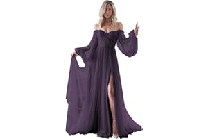 HOMDOR Long Sleeve Wedding Dress Plus Size Prom Dress 2024 Tulle Ball Gown Princess Formal Evening Gowns for Women