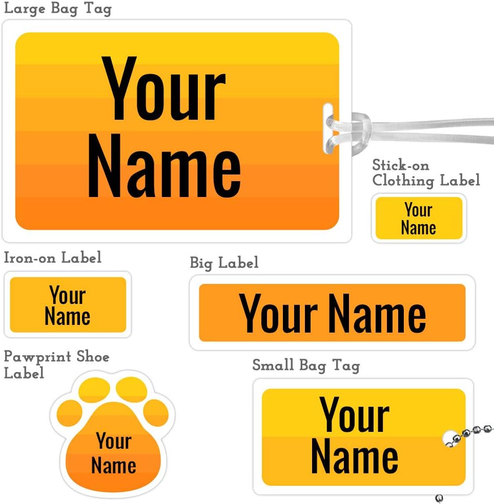 Amazon Com Kids Labels Camp Package Durable Personalized Name Labels 132 Labels And Tags Yellow Palette Design Office Products