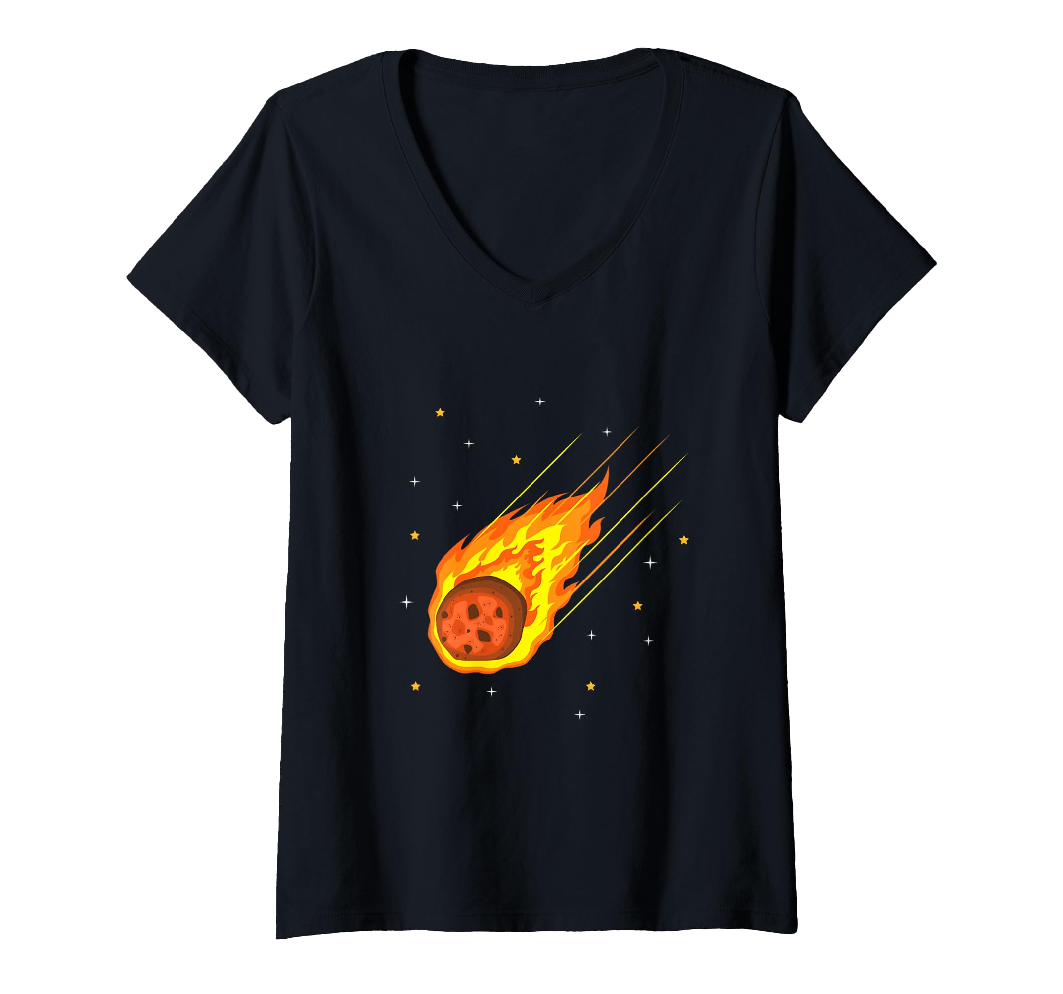 Womens Meteorite Asteroid Comets Meteor Shower Space Meteors V-Neck T-Shirt