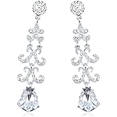 Alilang Sparkly Rhinestone Crystal Elements Bridal Collection Trendy Fashion Chandelier Statement Drop Earrings
