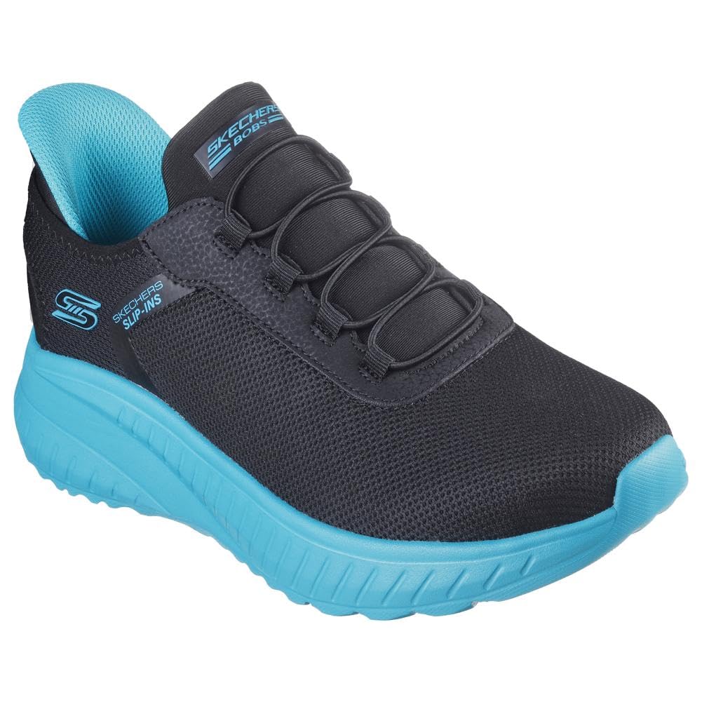 Hands Free Slip-ins Skechers Bobs Squad Chaos - Tough Walk, Black/Turq, 13 Image