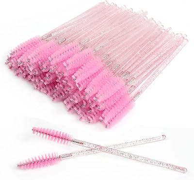 SWKJ 60 Pcs Disposable Eyelash Brushes Spoolies Mascara Wands Castor Oil