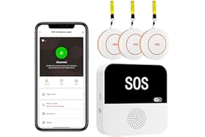 PILSAMAS 3 Pack Wireless Caregiver Call Button for Elderly at Home, WIFI Panic Button, Help Button, Alarm for Senior Citizens w Sound Light Alarm, App Alert, Emergency Response Button, Caregiver Pager
