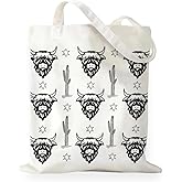 RNYJJ Western Cow Tote Bag Gifts for Women Cowgirl Highland Cow Canvas Tote Bag