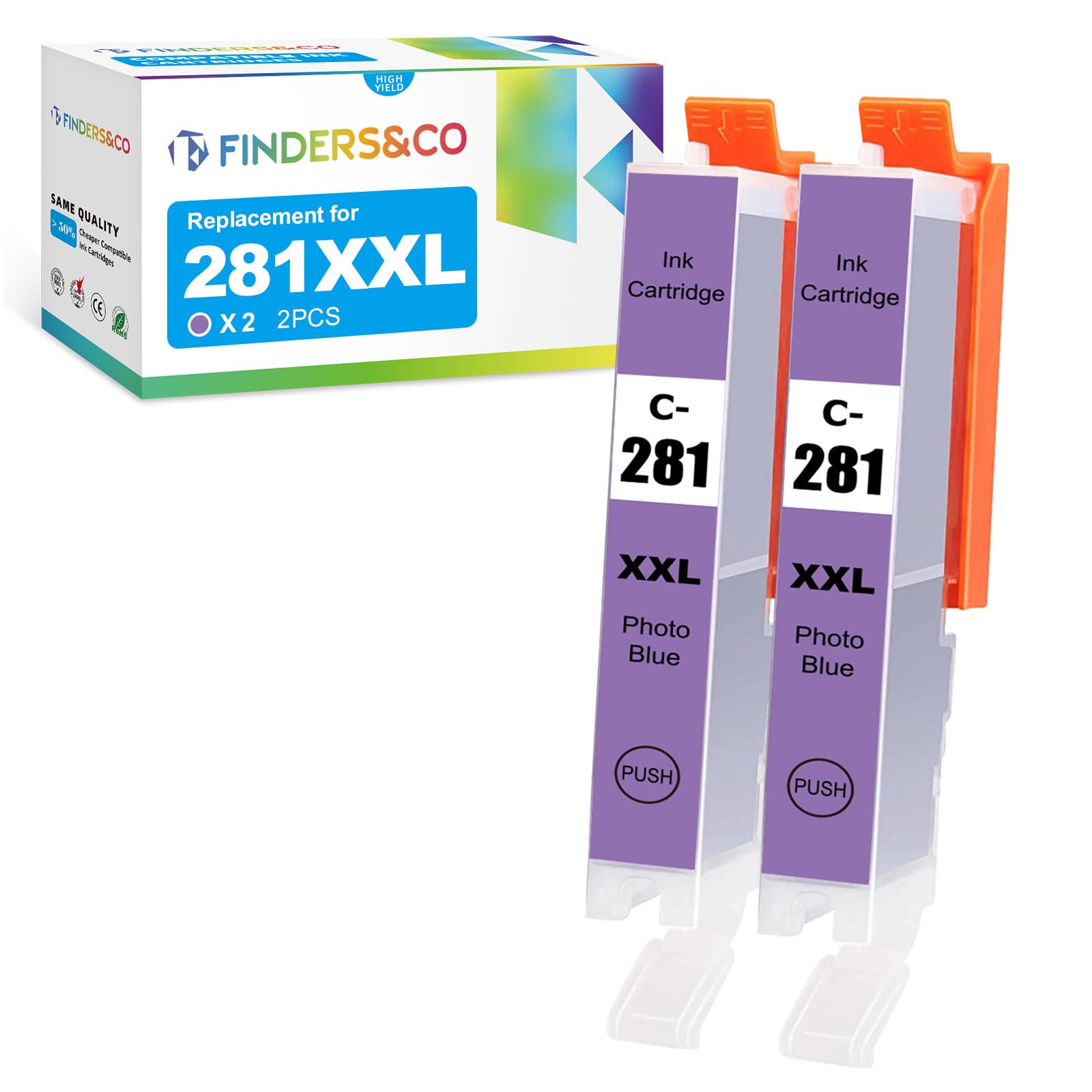 Photo 1 of CLI-281 PB Photo Blue Ink Replacement for Canon 281 XXL PB Work with Canon PIXMA TR7520 TS8120 TS8220 TS6320 TR8520 TR8620 TS9120 (2X 281PB)