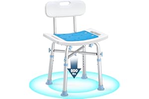 OasisSpace Heavy Duty Shower Chair with Back 500lb, EVA Padded Bath Seat with Height Adjustable Tube- Medical Tool Free Anti-Slip Shower Bench Bathtub Stool for Elderly, Senior, Handicap & Disabled