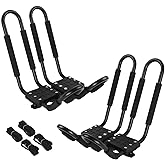 PIRIPARA Kayak Roof Rack 2 Pairs J-Bar Carrier Holder for Canoe, SUV, Cars, Truck, Surf Ski, Car Top Mount Racks for Trip, Set of 4
