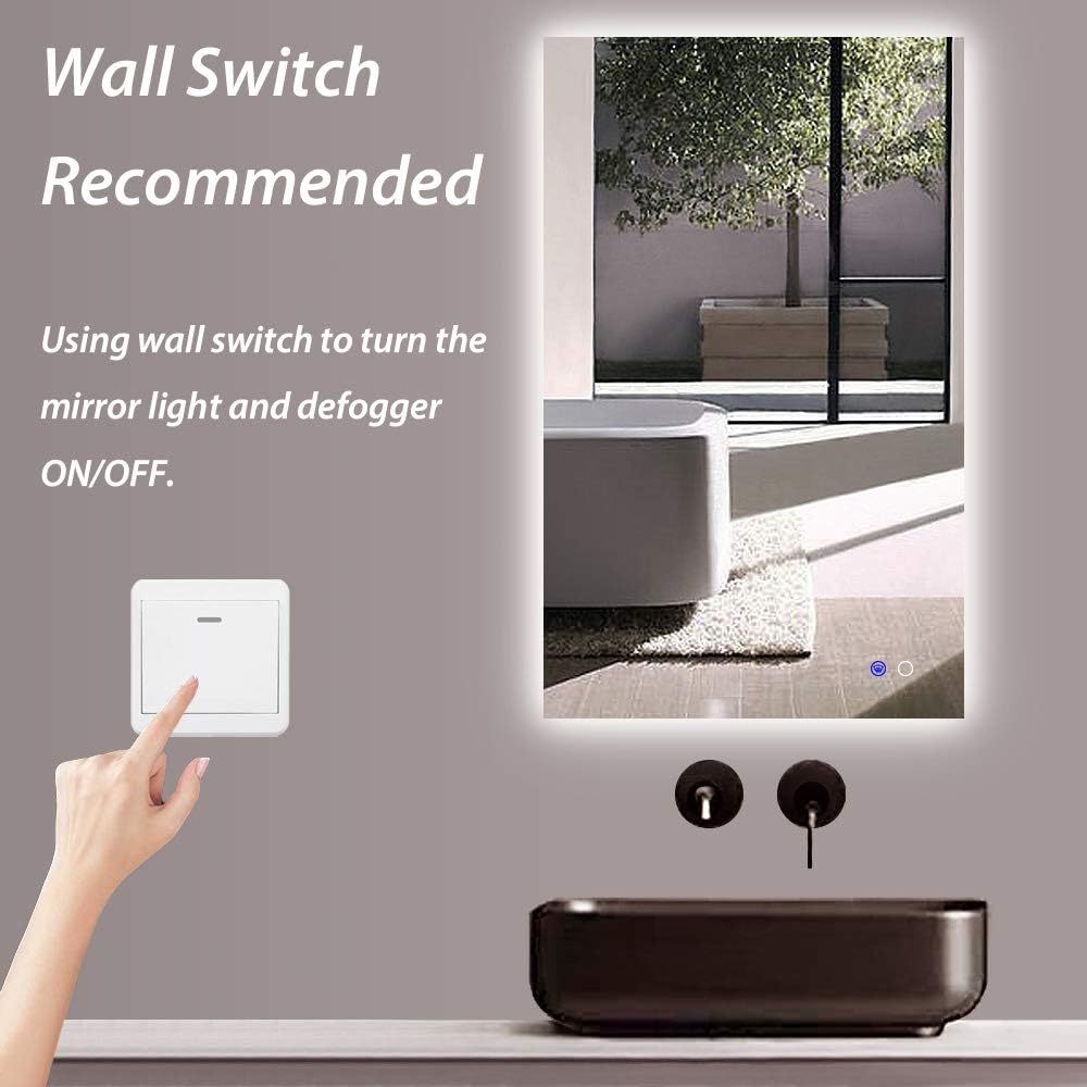 Keonjinn 24” x 36” LED Backlit Mirror Bathroom Vanity Mirror Wall Mounted Lighted Mirror Anti-Fog Dimmable Makeup Mirror with Lights (Horizontal/Vertical): Home & Kitchen