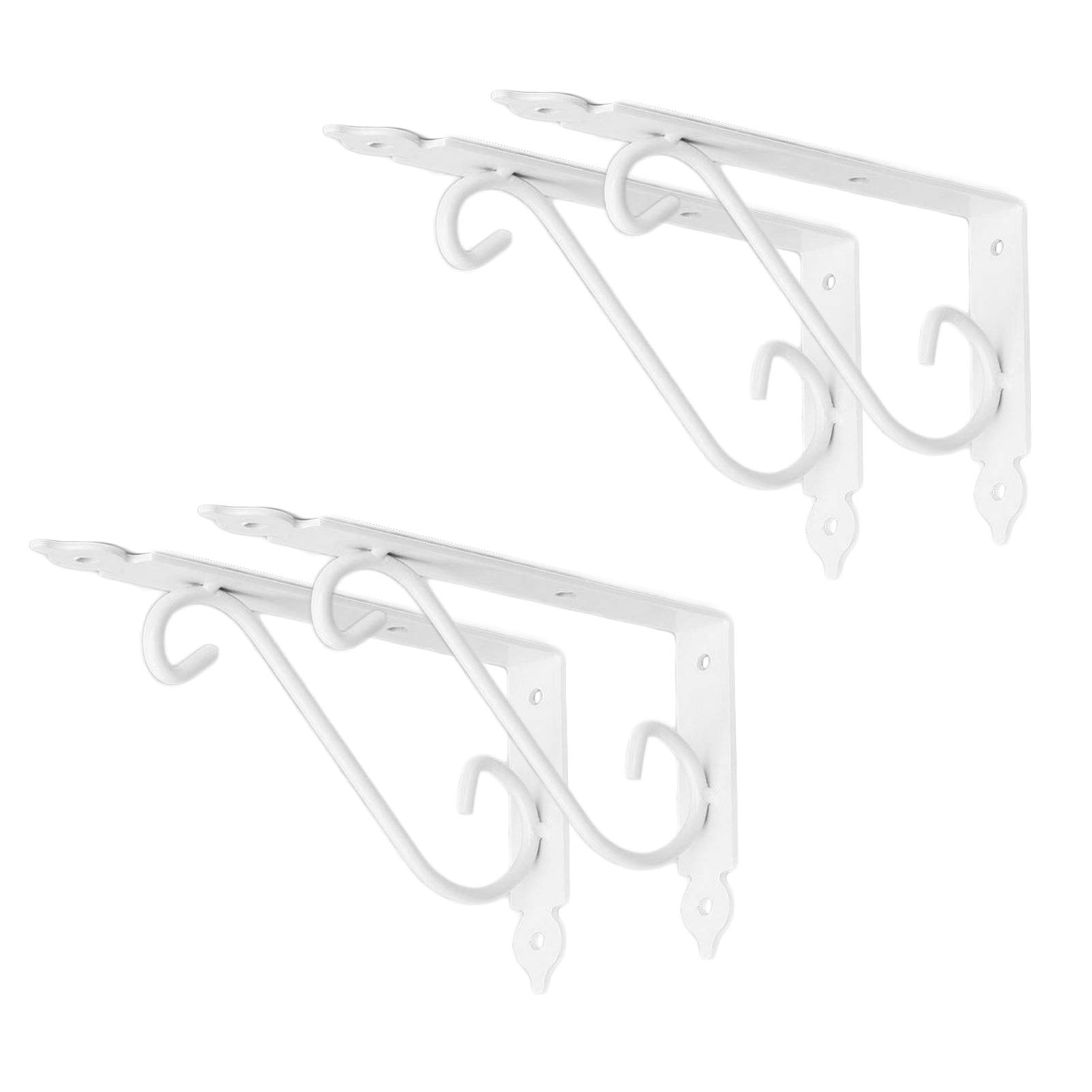 Ouvin Decorative Wall Shelf Brackets 4 Pack 6inch Heavy Duty L Corner Brace Shelf Support Floating Metal Brackets with Screws (150 mm/6 inch) White — image 1