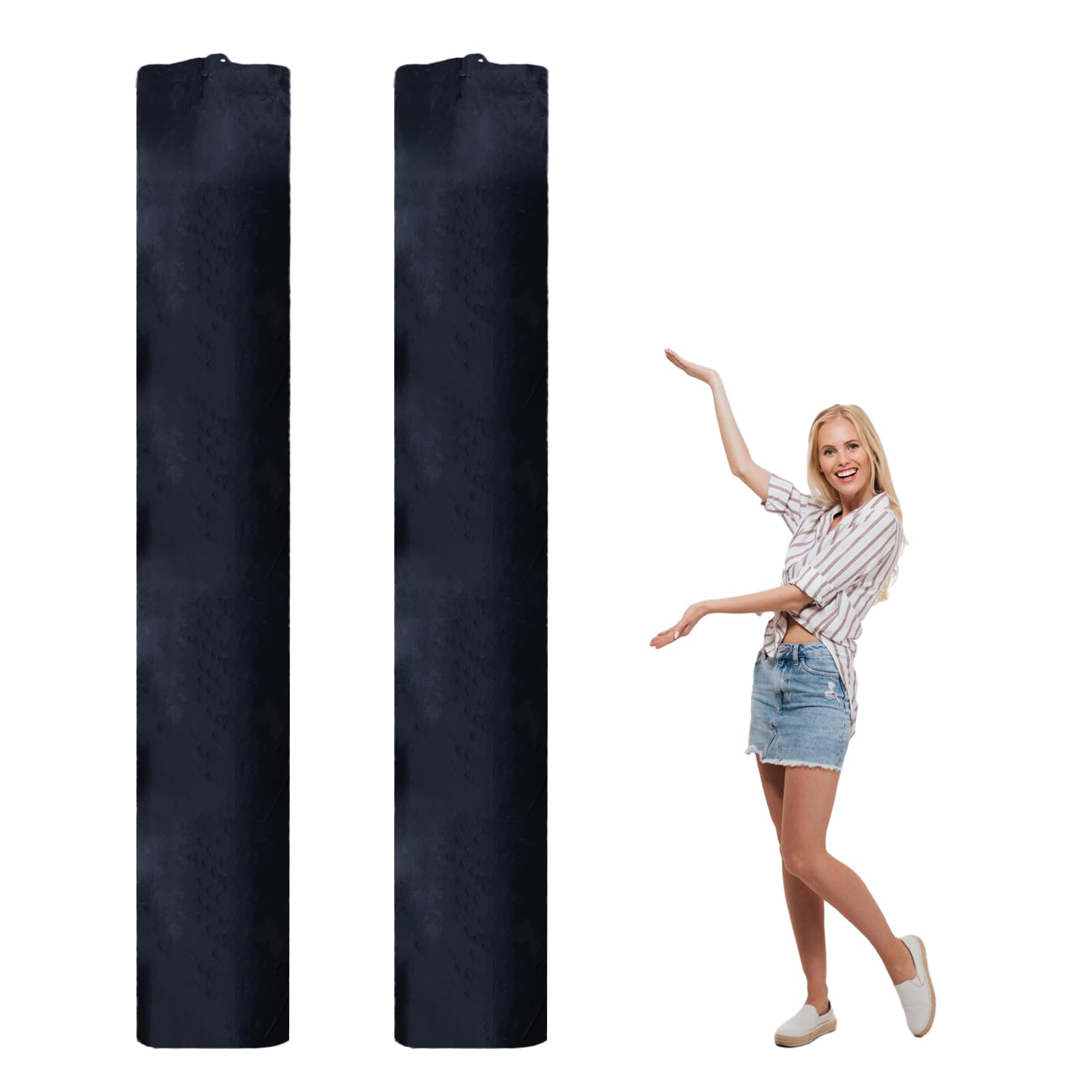 NICENEEDED 2 Pcs Large Rug Storage Bag, Black Oxford Cloth Rolled Rugs Moving Bag, Drawstring Rug Storage Pouch Indoor Outdoor Carpet Packing Bag Protection for Rolled Rug 24 x 116 Inch