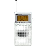Kaito KA220W Pocket Digital AM/FM Radio with Alarm Clock & Sleep Timer, White
