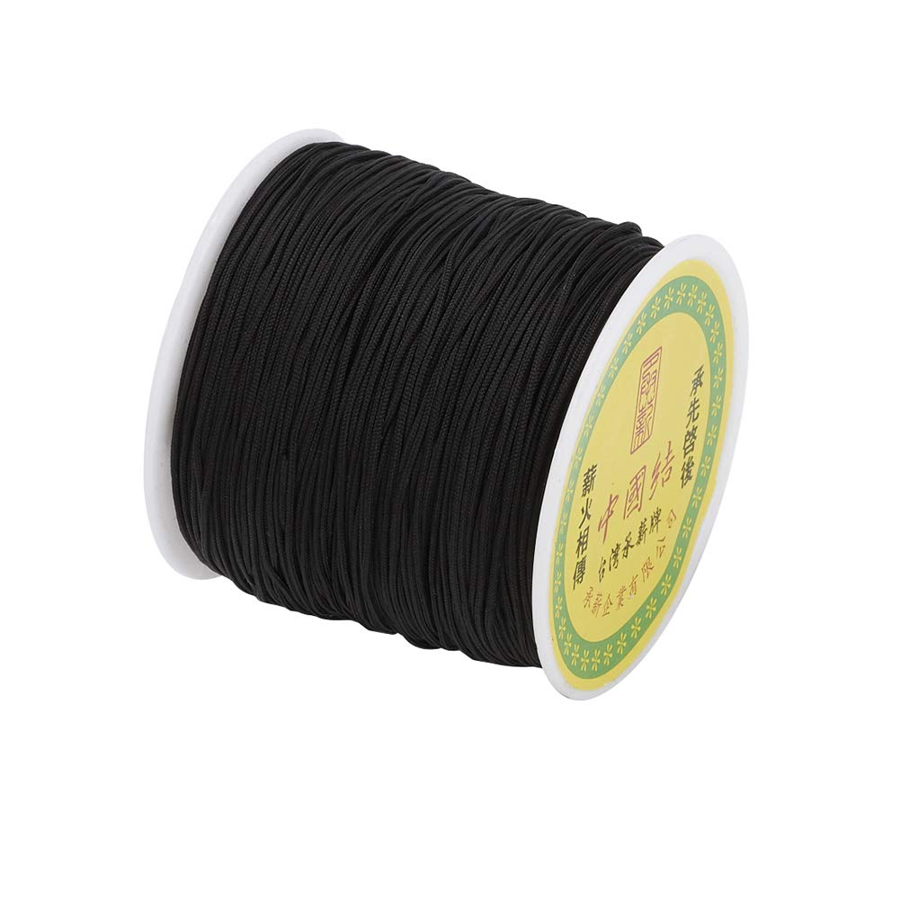 Cheriswelry 0.8mm Black Nylon Beading String Cord for Jewelry Making, 100 Yards