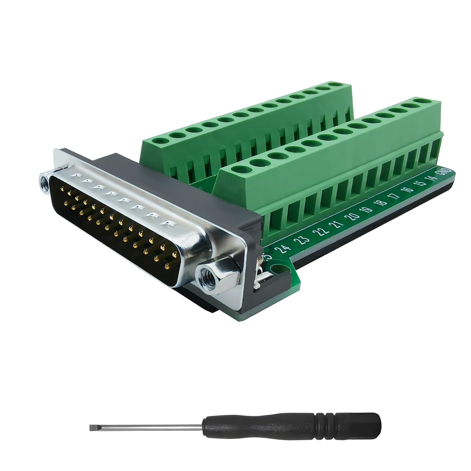 iYueMps DB25 Breakout Board,DB25 Male Terminal D-SUB DB25-G2 Male 25Pin Plug Breakout To PCB Board Terminals Connectors