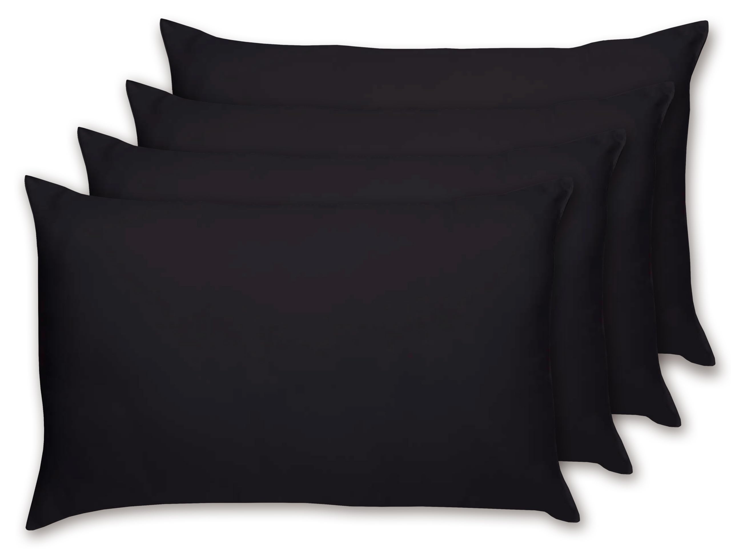 Rayyan Linen 4 Pack Pillow Cases 100% Egyptian Cotton 200 Thread Counts 50 x 75 cm (Black)