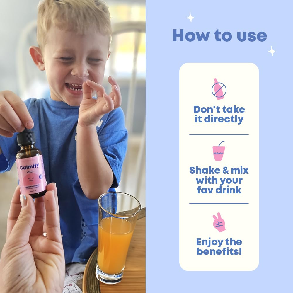 JoySpring Calmify Magnesium Citrate Liquid for Kids - Sugar-Free, Gluten-Free Calming Supplement with Chamomile - Natural Support for Kids & Teens (1 fl oz) 30 Servings