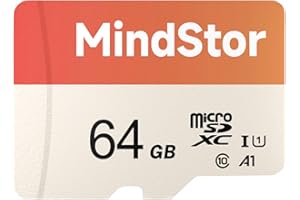 MindStor 64GB Micro SD Card with Adapter,U1, A1,Read Speed Up to 90MB/s, HD 1080P Video Loop Recording Support,Micro SDXC Memory Card for Security Camera, Dash Cam