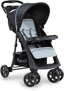 Hauck Shopper Neo II Buggy bis 25 kg mit Liegefunktion ab Geburt, klein zusammenfaltbar, Einhand-Faltmechanismus, leicht, 2 Getränkehalter, großer Korb, Caviar Silber/Grau