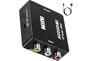 PKOUVOO RCA to HDMI Converter AV to HDMI Adapter 1080P MiniRCA Composite CVBS AV to HDMI Video Audio Converter Adapter Suppor