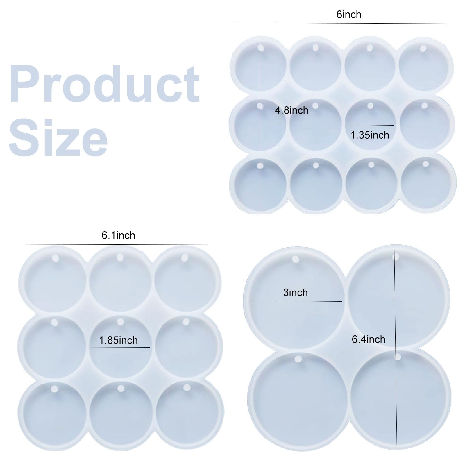 AFINSEA 25 Cavity Resin Circle Molds,Round Keychain Silicone Mold,Drilled Round Earrings Pendant Mold,Resin Keychain for Pet Tag Molds,DIY Wind Chimes